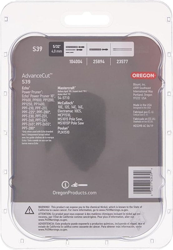 Oregon Xtraguard S39 Chainsaw Chain, 10 in L Bar, 0.05 in, 3/8 in TPI/Pitch, 39-Link