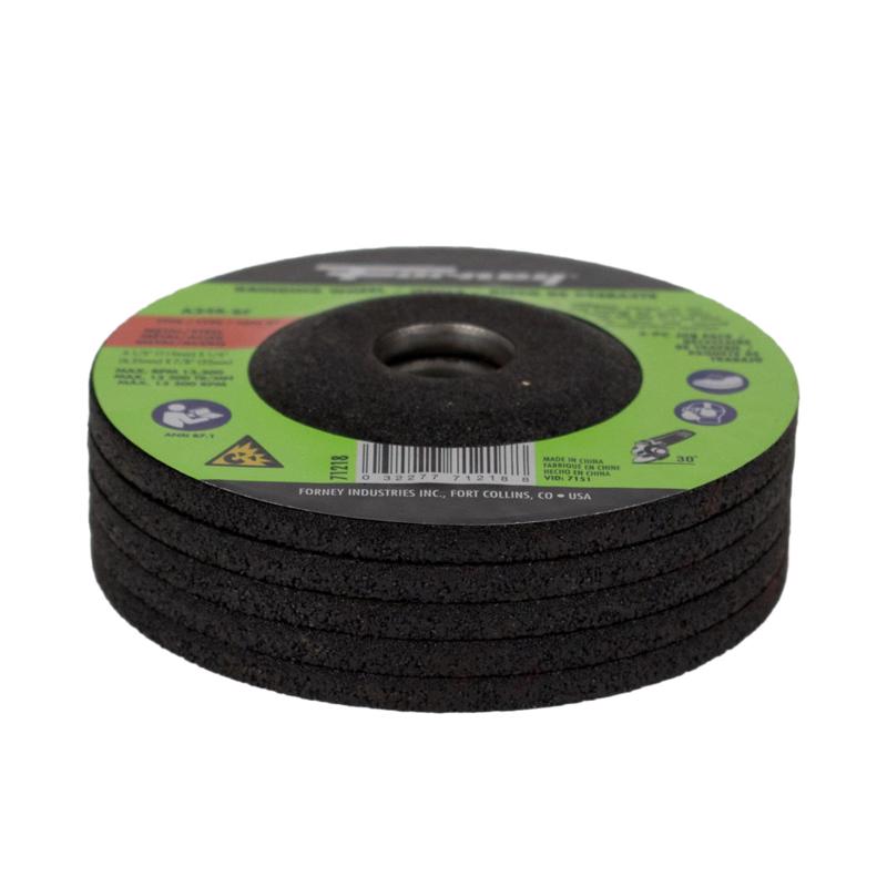 Forney 4-1/2 in. D X 7/8 in. in. X 1/4 in. thick Grinding Wheel 5 pk