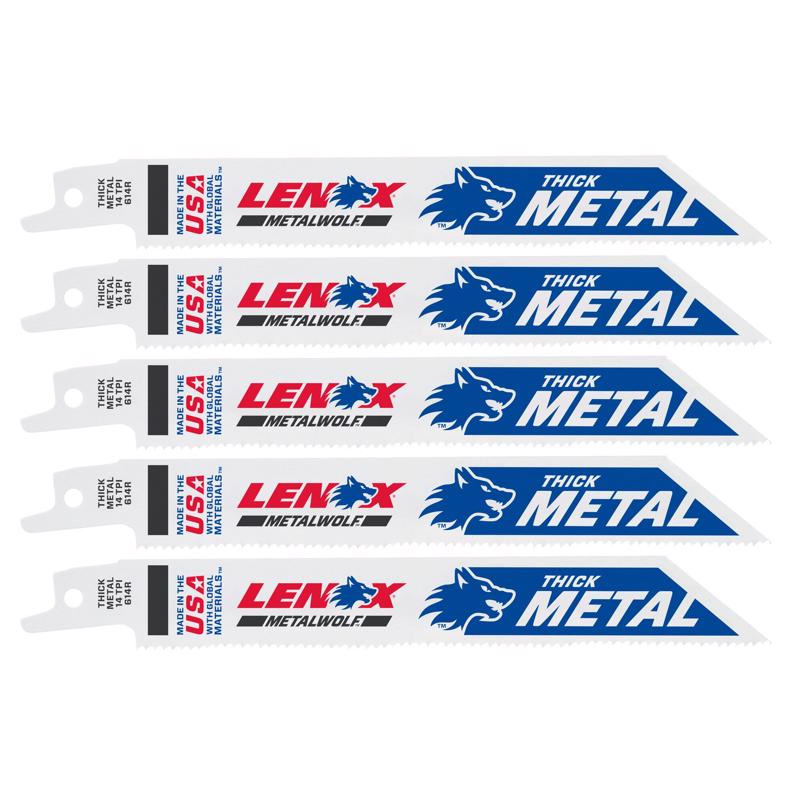 Lenox METALWOLF 6 in. Bi-Metal Wave Edge Reciprocating Saw Blade 14 TPI 5 pk