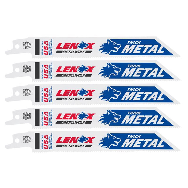 Lenox METALWOLF 6 in. Bi-Metal Wave Edge Reciprocating Saw Blade 14 TPI 5 pk