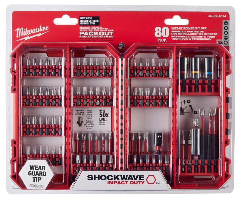 Milwaukee SHOCKWAVE Impact Duty Series 48-32-4094 Driver Bit Set, 80-Piece, All-Purpose, Alloy Steel