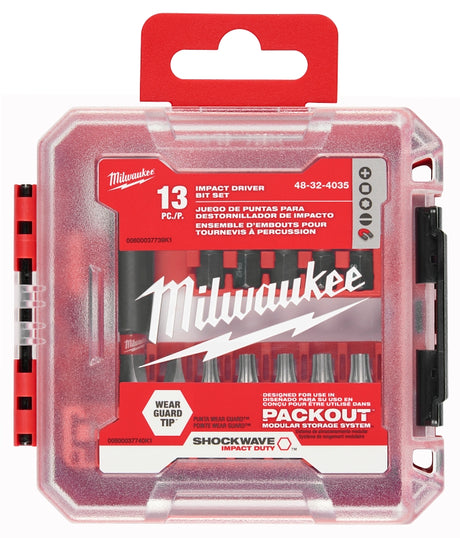 Milwaukee SHOCKWAVE Impact Duty 48-32-4035 Driver Bit Set, 13-Piece, All-Purpose, Magnetic, Steel