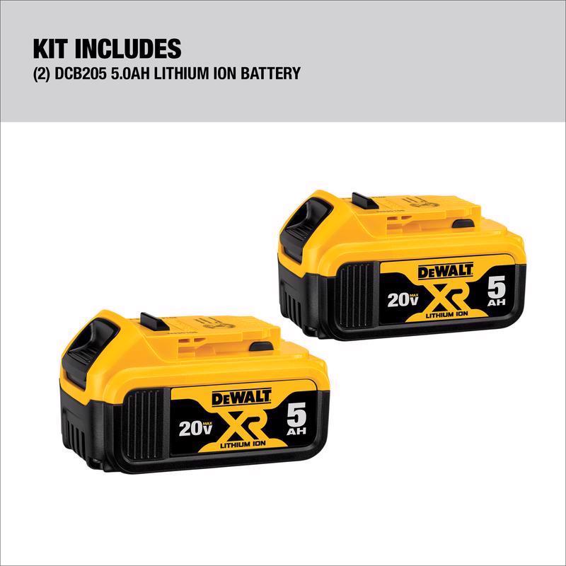 DeWalt 20V MAX DCB205-2 5 Ah Lithium-Ion Battery Combo Pack 2 pc