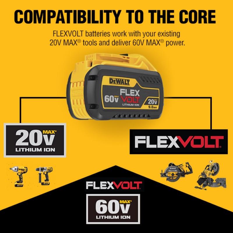 DeWalt 20V-60V MAX FLEXVOLT DCB609 9 Ah Lithium-Ion Battery 1 pc