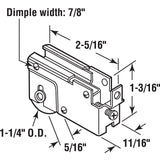 Prime-Line D 1539 Roller Assembly, 1-1/4 in Dia Roller, 5/16 in W Roller, Steel, 1-Roller, F-Tab Mounting
