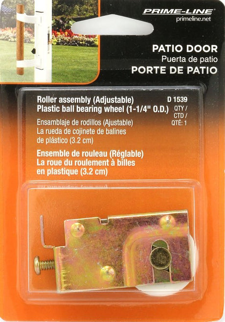 Prime-Line D 1539 Roller Assembly, 1-1/4 in Dia Roller, 5/16 in W Roller, Steel, 1-Roller, F-Tab Mounting