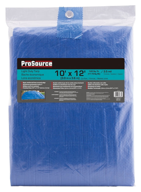 ProSource T1012BB70 Tarpaulin, 12 ft L, 10 ft W, 3.5 mil Thick, Polyethylene, Blue