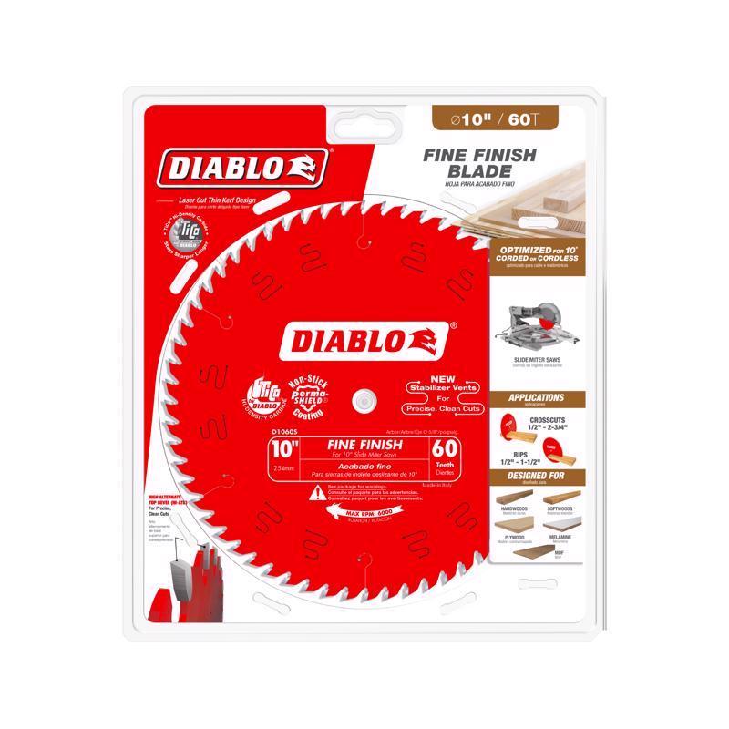 Diablo 10 in. D X 5/8 in. Fine Finish TiCo Hi-Density Carbide Circular Saw Blade 60 teeth 1 pk