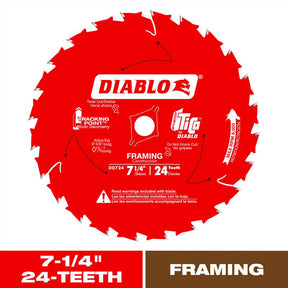 Diablo Tracking Point 7-1/4 in. D X 5/8 in. TiCo Hi-Density Carbide Saw Blade 24 teeth 1 pk