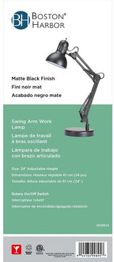 Boston Harbor TL-WK-134E-BK-3L Swing Arm Work Lamp, 120 V, 60 W, 1-Lamp, CFL Lamp, Black