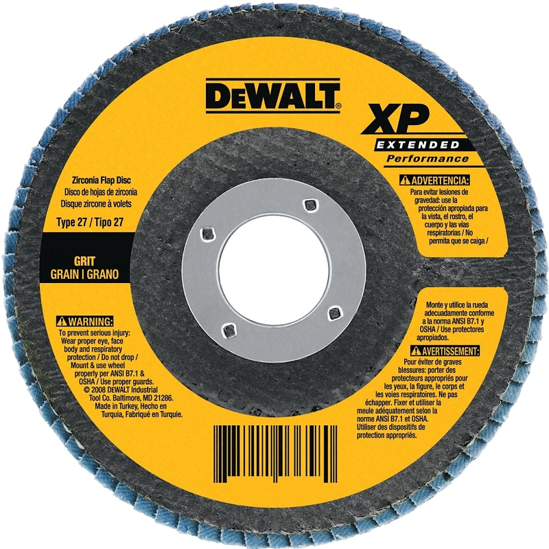 DEWALT DW8312 Flap Disc, 4-1/2 in Dia, 5/8-11 Arbor, Coated, 60 Grit, Medium, Zirconium Oxide Abrasive