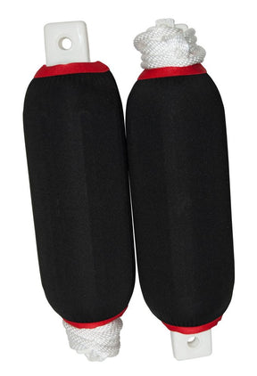 Dock Edge DE77301F Dolphin Twin Eye Fenders w/Lines & Covers, 5-1/2″ x 20″ White Fenders w/Black Covers, 2/pk