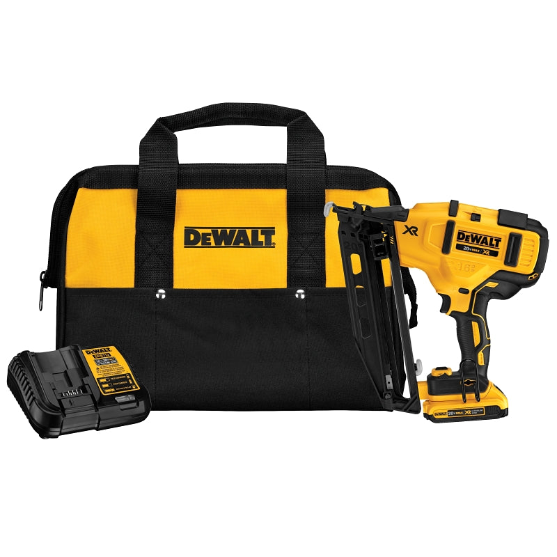 DEWALT DCN660D1 Nailer Kit, Battery Included, 20 V, 2 Ah, 110 Magazine, 20 deg Collation, Glue Collation, 16 ga Nail