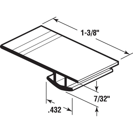 Prime-Line PL 14696 Flexible Universal Bug Strip, 1-3/8 in W, 84 in L, Vinyl, Black