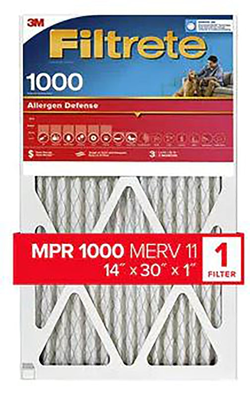 Filtrete 9824-4 Air Filter, 30 in L, 14 in W, 11 MERV, 1000 MPR, For: Air Conditioner, Furnace and HVAC System, Pack of 4