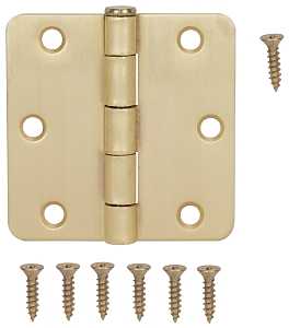 ProSource BH-BR01-PS Door Hinge, 3 in H Door Leaf, 3 in W Door Leaf, 2 mm Thick Door Leaf, 3 x 3 in, Steel, Satin Brass