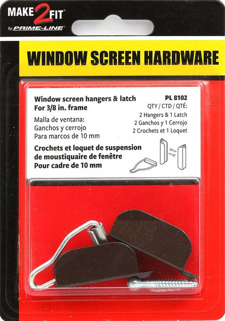 Prime-Line PL 8102 Top Hanger and Bottom Latch, Aluminum, Bronze, For: 3/8 in Screen Frames