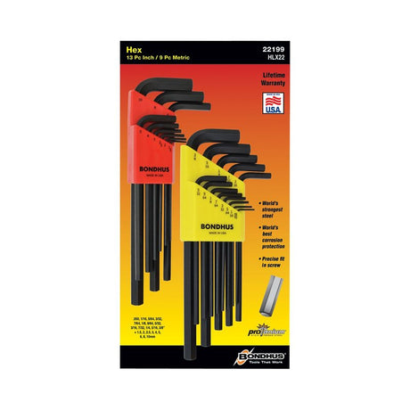 Bondhus 22199 L-Wrench Double Pack, 22-Piece, Steel