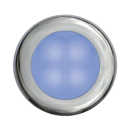 4 LED Round Blue w/Chrome Bezel 12V