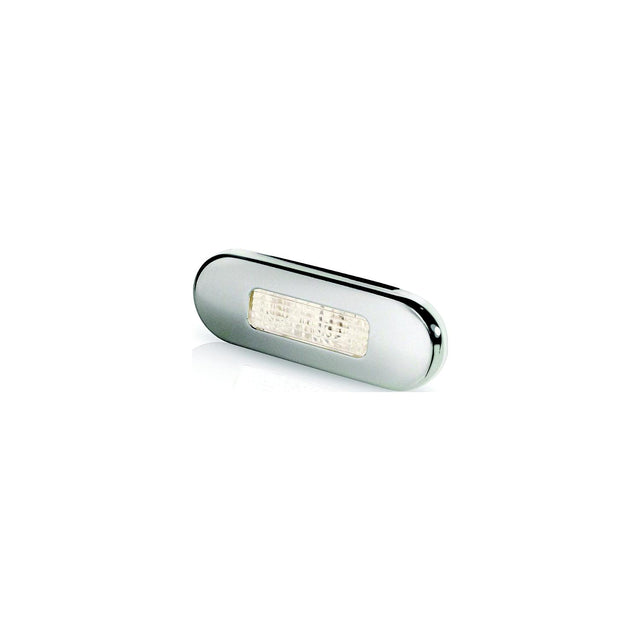 Hella 980869401 Oblong LED Surface Mount Courtesy Lamp, Warm White LEDs w/SS Rim