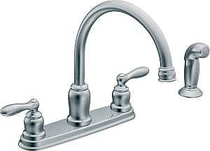 Moen Caldwell Series CA87888 Kitchen Faucet, 1.5 gpm, 2-Handle, Stainless Steel, Chrome Plated, Deck Mounting