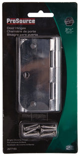 ProSource BH-102CH-PS Door Hinge, Steel, Chrome, Loose Pin, 180 deg Range of Motion, Screw Mounting