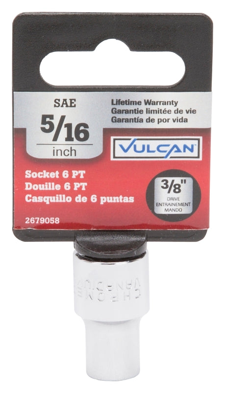 Vulcan MT6493341 Drive Socket, 5/16 in Socket, 3/8 in Drive, 6-Point, Chrome Vanadium Steel, Chrome