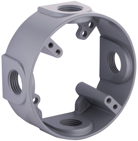 Bell Outdoor 5363-0 Extension Adapter, 4 in L, 4 in W, 4-Knockout, Aluminum, Gray, Powder-Coated