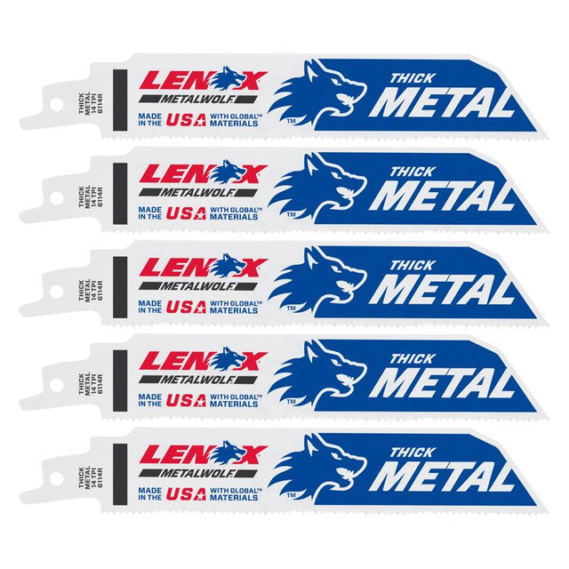 Lenox METALWOLF 6 in. Bi-Metal WAVE EDGE Reciprocating Saw Blade 14 TPI 5 pk