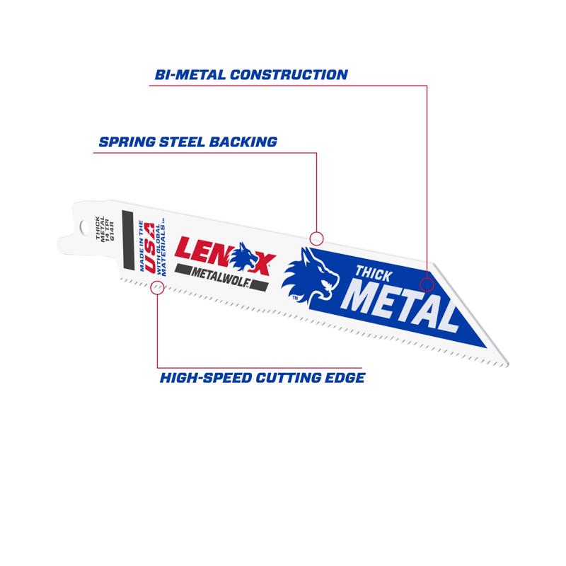 Lenox METALWOLF 6 in. Bi-Metal WAVE EDGE Reciprocating Saw Blade 14 TPI 25 pk