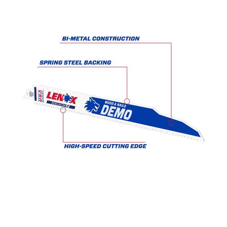 Lenox DEMOWOLF 12 in. Bi-Metal Reciprocating Saw Blade 6 TPI 25 pk