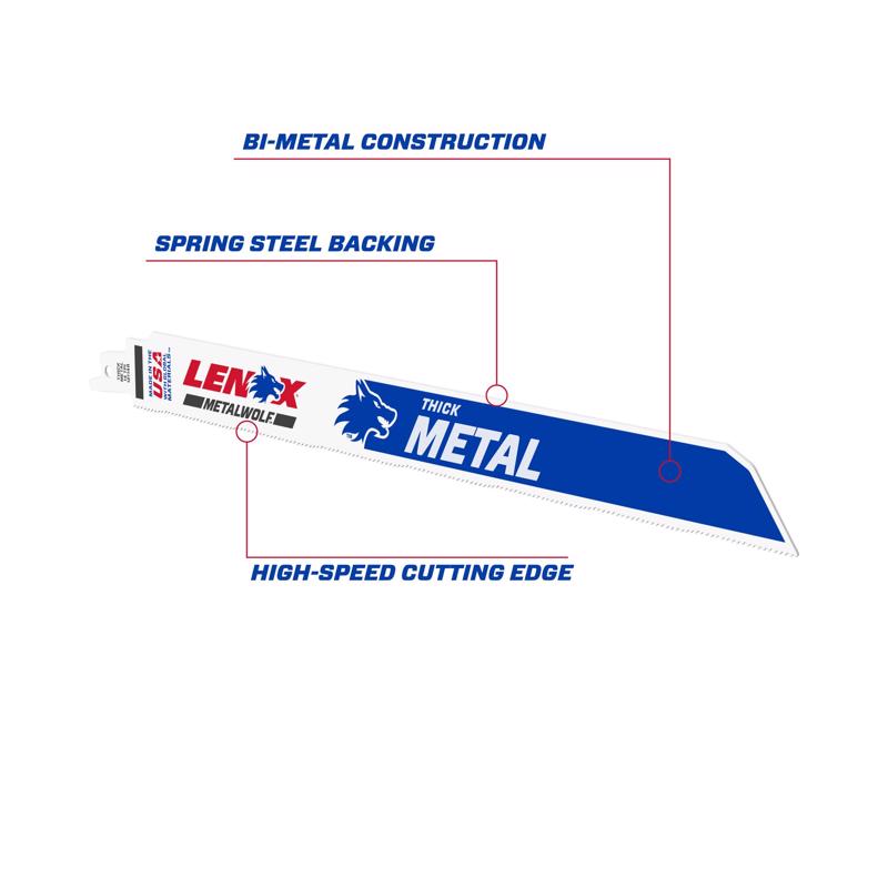 Lenox METALWOLF 12 in. Bi-Metal WAVE EDGE Reciprocating Saw Blade 14 TPI 5 pk