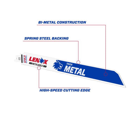 Lenox METALWOLF 12 in. Bi-Metal WAVE EDGE Reciprocating Saw Blade 14 TPI 5 pk