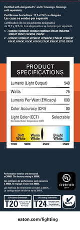 HALO RL56099S1EWHR Retrofit Module, 12 W, 120 V, LED Lamp, White, Matte