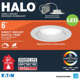 Halo RL Series RL6069FSD2W1EWH Downlight, 7.5 W, 120 V, Aluminum, White, Matte