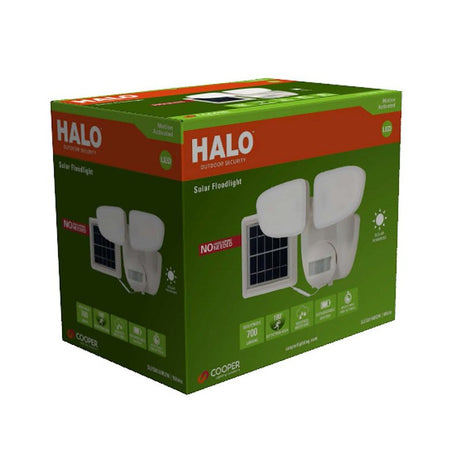 Halo SLFS07AM2W Motion Solar Security Light, 50 W, 2-Lamp, LED Lamp, Bright White, 700 Lumens, 4000 K Color Temp