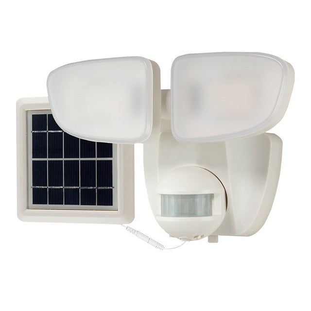Halo SLFS07AM2W Motion Solar Security Light, 50 W, 2-Lamp, LED Lamp, Bright White, 700 Lumens, 4000 K Color Temp