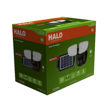 Halo SLFS1AM2B Motion Solar Security Light, 70 W, 2-Lamp, LED Lamp, Bright White Light, 1000 Lumens