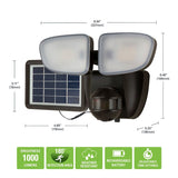 Halo SLFS1AM2B Motion Solar Security Light, 70 W, 2-Lamp, LED Lamp, Bright White Light, 1000 Lumens
