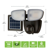 Halo SLFS07AM2B Motion Solar Security Light, 50 W, 2-Lamp, LED Lamp, Bright White Light, 700 Lumens