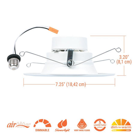 Halo RL RL56069FSD2W1EWH Down Light, 6.8 W, 120 V, Aluminum/Steel, White, Matte