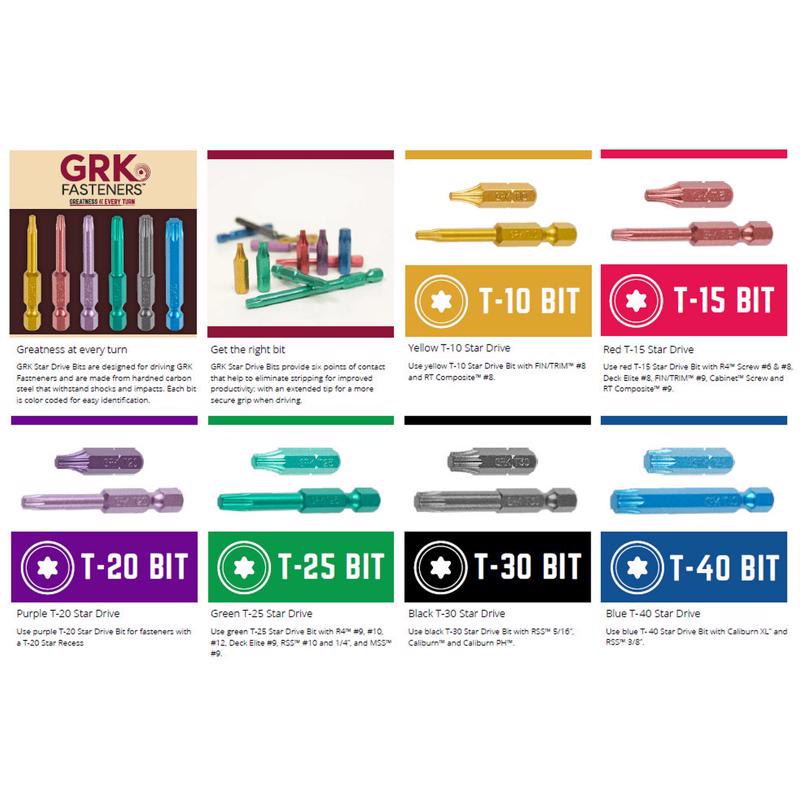 GRK Fasteners Star T15 X 2 in. L Power Bit Steel 2 pc