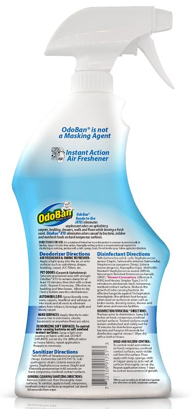 Odoban 910701-Q6 Air Freshener Disinfectant, 32 oz Spray Bottle, Liquid, Fresh Linen, Clear, Pack of 6