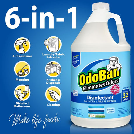 Odoban 911701-G4 Multi-Purpose Concentrate, 1 gal, Liquid, Linen Alcohol, Clear/Pale Yellow, Pack of 4