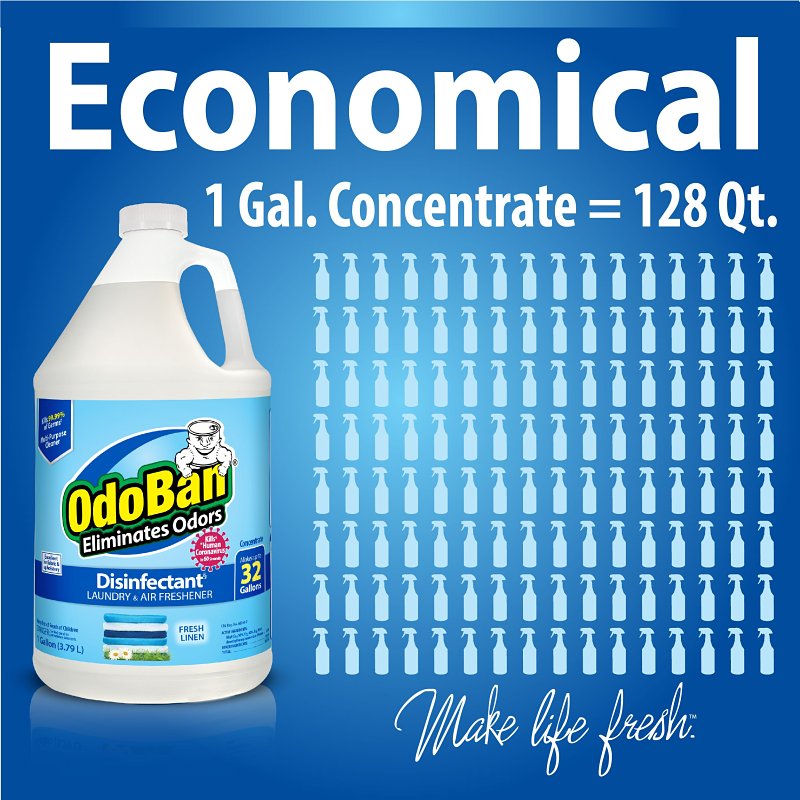 Odoban 911701-G4 Multi-Purpose Concentrate, 1 gal, Liquid, Linen Alcohol, Clear/Pale Yellow, Pack of 4