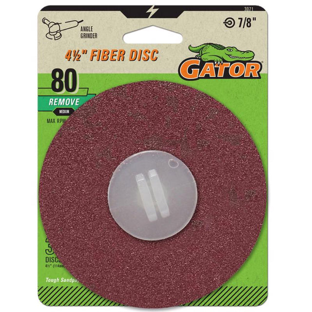 Gator 4.5 in. Aluminum Oxide Center Mount Fiber Disc 80 Grit Medium 3 pk, Pack of 5
