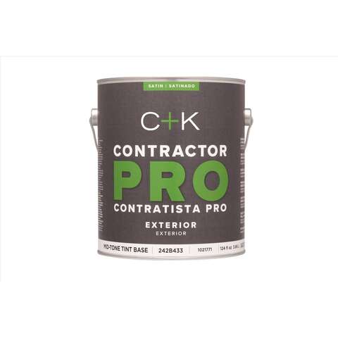 C+K Contractor Pro Satin Tint Base Mid-Tone Base Paint Exterior 1 gal, Pack of 4