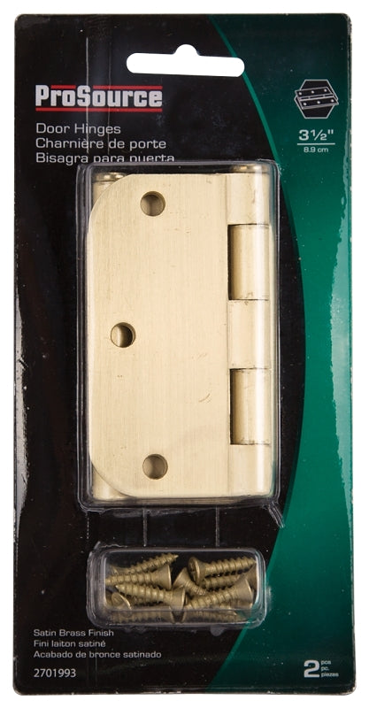 ProSource BH-102SB-PS Door Hinge, 3-1/2 in H Door Leaf, 3-1/2 in W Door Leaf, 2.2 mm Thick Door Leaf, 3-1/2 x 3-1/2 in