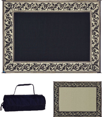 Ming's Mark Reversible Mat, Classical Black/Beige, 8' x 20'