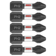 Bosch Impact Tough ITPH2105 Screwdriver Insert Bit, #2 Drive, Phillips Drive, 1/4 in Shank, Hex Shank, Steel, 5/PK